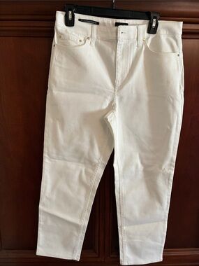 Womens White Straight-Leg Jeans